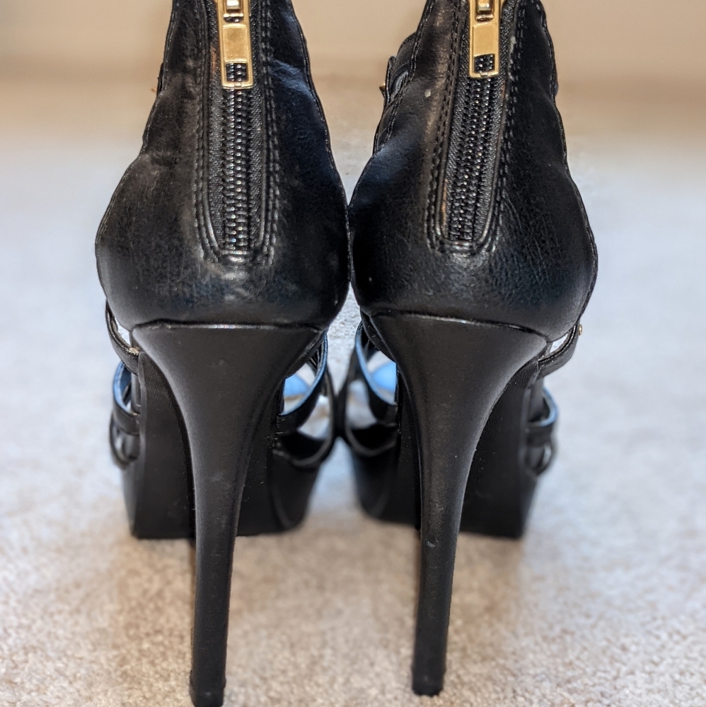 Black leather cage heels size 8 - Picture 4 of 8